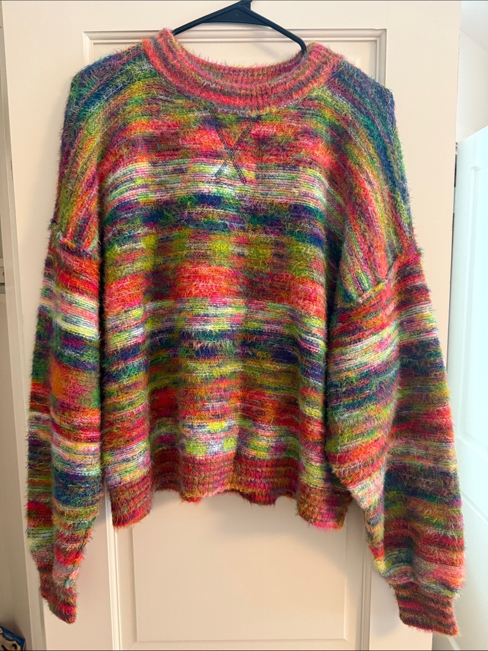 Free People Multicolor Fuzzy Crewneck Sweater - Women